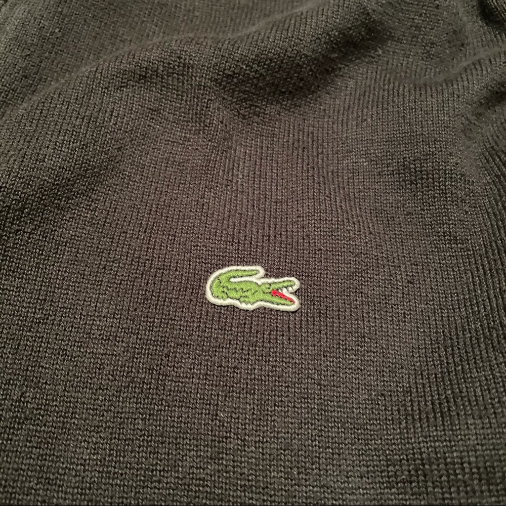 Lacoste Mens Blk Long Sleeve Zip Pullover Sweater
